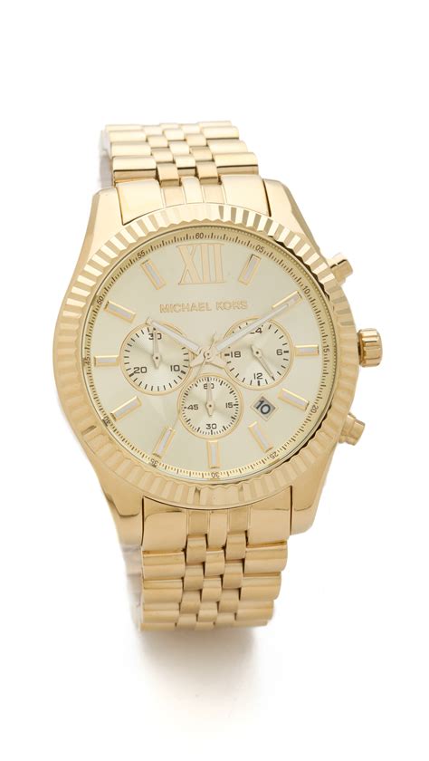 michael kors mk1026|oversized lexington gold tone watch.